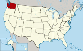 USA state showing location of Washington state